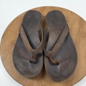 OluKai Shoes Womens Size 9 Brown Aukai‎ Sandals Flip Flops Leather 20471-4848